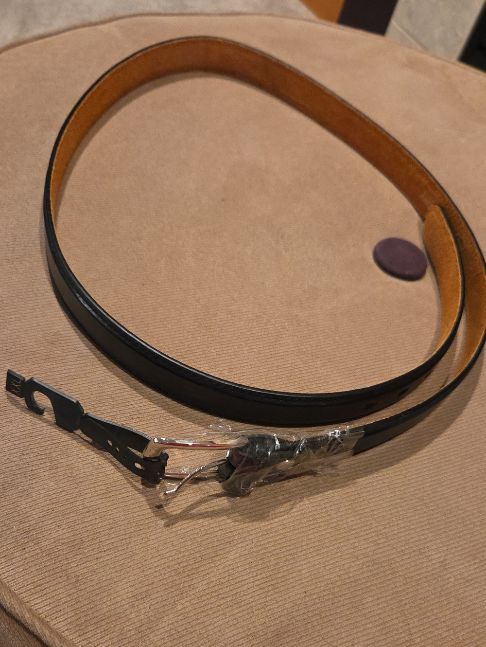Men's Black Leather Dress Belt - Unbranded - Size 48